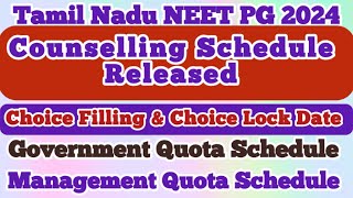 Tamil Nadu NEET PG 2024 Counselling Schedule released  Choice Filling amp Choice Lock Date announced [upl. by Anuaf]