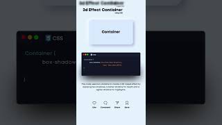 🖼️✨ Create a Stunning 3D Effect Container with CSS 🎨💫 shorts shortsvideo cssanimation htmlcss [upl. by Wiskind740]