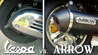 Vespa GTS 300 Auspuff SERIE vs ARROW Sound Test [upl. by Theall]