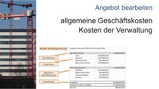 allgemeine Geschäftskosten einer Baufirma  Verwaltungskosten  Rechnungswesen  Baubetrieb [upl. by Bobbi]