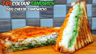 Tricolour Sandwich Recipe  Tiranga Sandwich  Veg cheese Sandwich  Independence day Special [upl. by Dupre358]