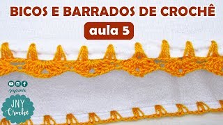 Bicos de crochê simples fácil e rápido para iniciantes  aula 5  JNY Crochê [upl. by Aiksas]