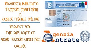 RICHIESTA DUPLICATO TESSERA SANITARIA E CODICE FISCALE  HEALTH CARD AND TAX CODE DUPLICATE ONLINE [upl. by Yelknirb]