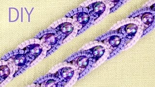 DIY Intertwining Macramé Bracelet with Beads Tutorial [upl. by Nuahsed325]