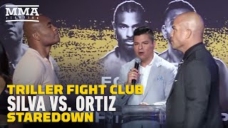 Anderson Silva vs Tito Ortiz Have Tense Press Conference Staredown  Triller Fight Club [upl. by Ahsitram627]