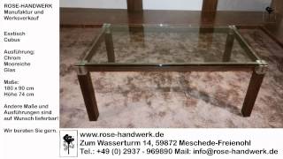 Esstisch Cubus Metall Chrom Holz Mooreiche Glas [upl. by Fay122]