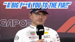 Max Verstappen Showing Protest to FIA by Giving Cold Boring Annoying Answers to the press [upl. by Esirehc441]