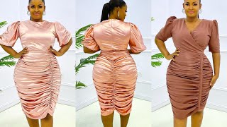 How to make an Elegant RUCHED BODYCON DRESS [upl. by Sackman]