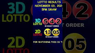 Lotto Result November 03 2024 5pm Draw shorts [upl. by Conti]