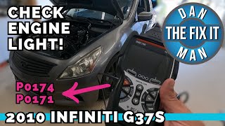 2010 Infiniti G37S Running Rough DTC P0174 amp P0171 System Too Lean Easy Fix Innova 5610 [upl. by Ellehcear670]