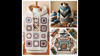 Beautiful crochet granny square sweater hoodiesIDEAS [upl. by Eilraep]