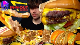 ASMR MUKBANG INNOUT amp TACO BELL  ANIMAL STYLE FRIES amp NACHO FRIES  WITH CHEESE  Magic Mikey [upl. by Suiravat]