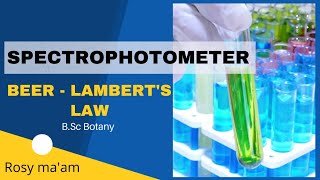 Spectrophotometer Beer  Lamberts Law Principle  Working Mechanism  ApplicationBSc Botany [upl. by Ateekahs]