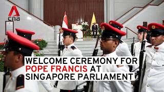 Pope Francis meets Singapore President Tharman receives welcome ceremony at Parliament House [upl. by Ranee]