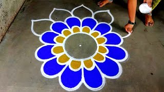 Diwali2023 simple colour kolam53Deepavali beautiful rangoli designsdeepammuggulu Amazingrangoli [upl. by Scales]