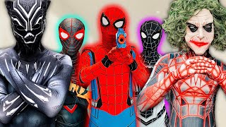 TEAM SPIDERMAN vs BAD GUY TEAM  NEWHERO is BLACK PANTHER  Live Action [upl. by Gnohc]