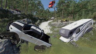 Saving campers and trucks from flooded river  Farming Simulator 22 [upl. by Nevear]