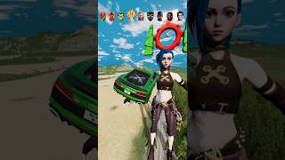 Superheros Cars vs Jinx Jump Challenge beamngdrive shorts beamng football arcane [upl. by Atinid560]