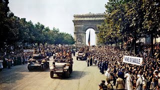 American Troops Liberate Paris  WW2 Film From 1944 HD and Color [upl. by Fagin]