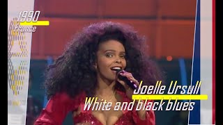 eurovision 1990 France 🇫🇷 Joelle Ursull  White and black blues ᴴᴰ [upl. by Eylhsa]