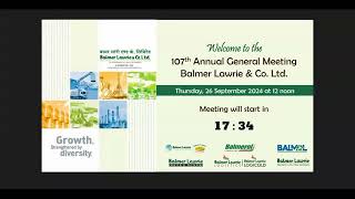 Balmer Lawrie  107th Annual General Meeting 2024 [upl. by Tiossem999]