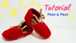 SANDALIAS ALPARGATAS PARA BEBE TEJIDAS A CROCHET PASO A PASO [upl. by Colline32]