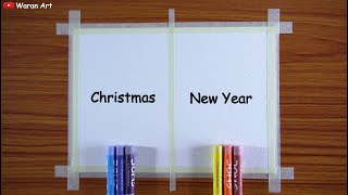 How to draw Christmas and New Year  Easy Christmas and New Year Oil pastel  Drawing for Beginners [upl. by Colene]