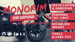 Install Monorim Rear Suspension MR1 for Xiaomi M365 Pro Scooter  Rewiring  Recabling  Care Tips [upl. by Leirda]