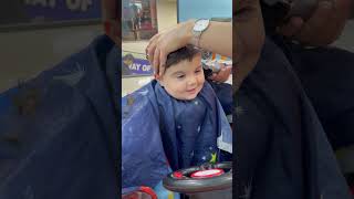 Adorable baby cant stop smiling while getting a hair cut [upl. by Ulrikaumeko167]