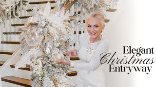 Elegant Christmas Decor for Your Home  Dreamy White Christmas Entryway  Staircase Reveal [upl. by Drofhsa]