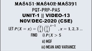 PROBLEM ON DISCRETE RANDOM VARIABLES  PQT  PRP PAS UNIT1  VIDEO13 [upl. by Aynam]