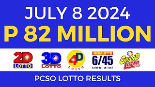 Lotto Result Today 9pm July 8 2024  PCSO Complete [upl. by Pippas]