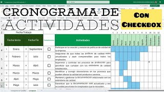 🕹️ Como hacer un CRONOGRAMA DE ACTIVIDADES 📆 en Excel utilizando CHECKBOX ✅ [upl. by Oirrad]