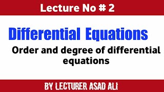 Order and Degree of Differential Equations [upl. by Ynnek414]