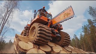 ⚠️ Extreme Chainsaw amp Wood Sawmill Cutting  Fastest Most Dangerous Logging Techniques 🌲 [upl. by Noryahs244]