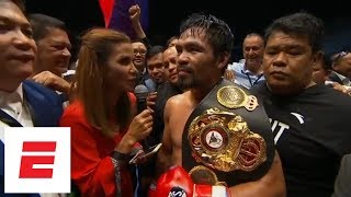 Manny Pacquiao defeats Lucas Matthysse by TKO in the seventh round interview  ESPN [upl. by Aramal988]