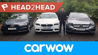 Mercedes EClass vs BMW 5 Series vs Audi A6 Saloon 2017 review  Head2Head [upl. by Comethuauc]