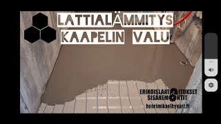 Kylpyhuoneen lattian tasoitus lattialämmitystasoitteella Leveling floor using MAPEI uniplan eco [upl. by Nuris]