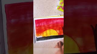 Easy painting of the sun set painting watercolor shorts [upl. by Nnagem]