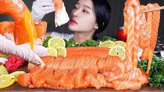 ASMR MUKBANG  통연어 내맘대로 썰어먹기 ★ 연어국수 연어초밥 연어회 먹방 WHOLE RAW SALMON 🐟 SALMON NOODLES SUSHI SASHIMI [upl. by Briant944]