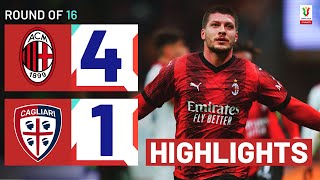 MILANCAGLIARI 41  HIGHLIGHTS  Milan cruise to next round  Coppa Italia Frecciarossa 202324 [upl. by Payton]