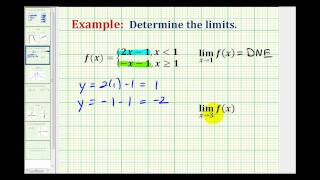 Example 2 Determine Limits of a PieceWise Defined Function Analytically [upl. by Dari]