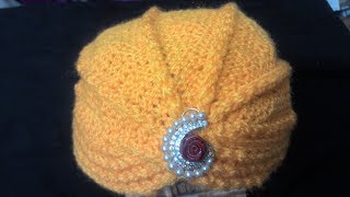 Turban Topi in easy Hindi Knitting टर्बन टोपी कैसे बनायीं जाये   Knitting Hindi [upl. by Anerhs]