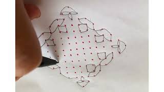 Easy amp simple vilakku kolam by using 15 to 1 straight dots [upl. by Seidnac]