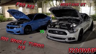 Boost By Gear Single Turbo 1200whp Mustang GT vs 1000hp  Single Turbo E85 amp Meth BMW F80 M3 [upl. by Nnasus]