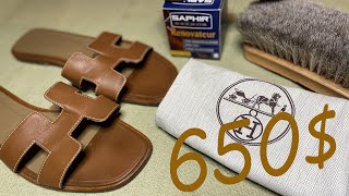 ASMR Clean amp Restoration Hermès Oran Sandal [upl. by Kendal]