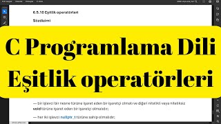 C Programlama Dili Eşitlik operatörleri [upl. by Olia339]