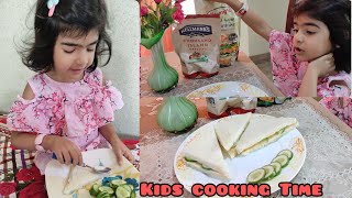 kids cooking real food video Eshal made Healthy sandwich  kids can make their own sandwich [upl. by Ihcehcu843]