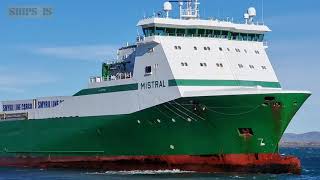 Faroese RoRo Cargo Ferry MISTRAL parks in rear At Thorlakshöfn Iceland from Hirtshals Denmark [upl. by Nico]