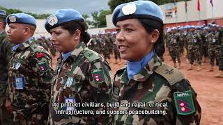 Nepalese peacekeepers receive the prestigious UN medal for their service and sacrifice [upl. by Nhguaval384]